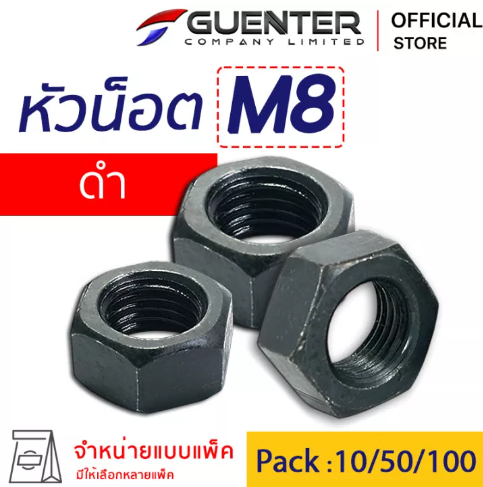 [SP090804000] หัวน็อต มิลM8 สีดำ